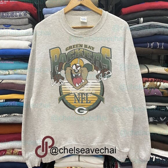 Vintage Green Bay Packers Football Looney Tunes Taz Shirt, NFL Packers Shirt Tee - Picture 1 of 2